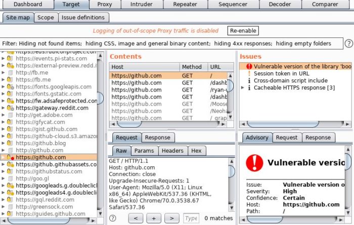 Burp Suite Tips - Target Tab Left/Right Split View