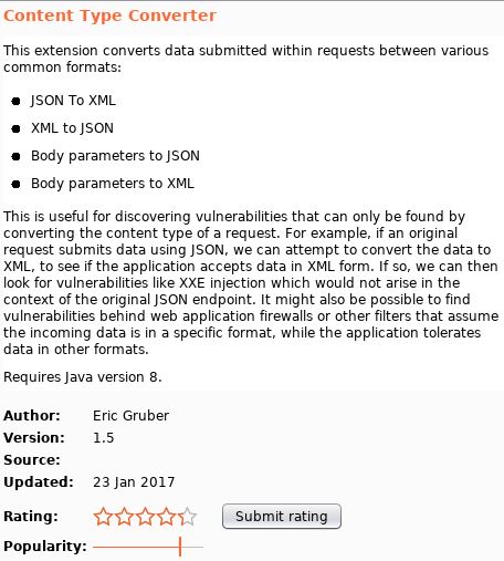 Burp Suite Tips - Content Type Convertor BApp Store