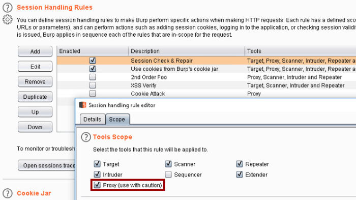 Enumerating Applications with Aquatone and Burp Suite - Burp Suite Session Handling Rule Scope