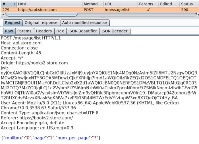 Using Burp's Cookie Jar for JWTs - Request to Store API