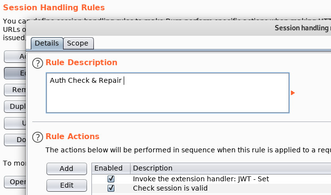 Using Burp's Cookie Jar for JWTs - Burp Session Handling Interface