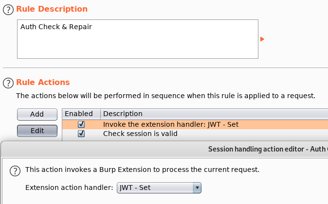 Using Burp's Cookie Jar for JWTs - Session Handling Settings for JWT Set Extension