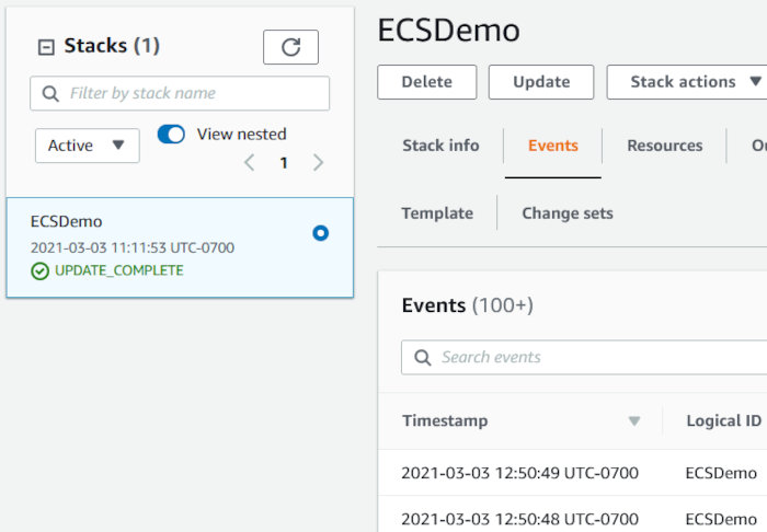 Using CodePipeline again with Elastic Container Service - Cloud Formation Stack