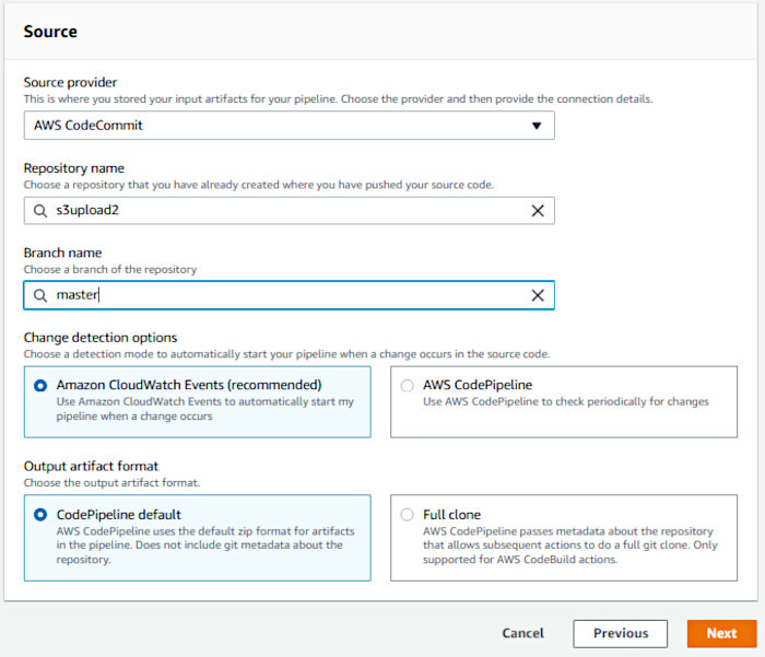 Using CodePipeline again with Elastic Container Service - CodePipeline Wizard