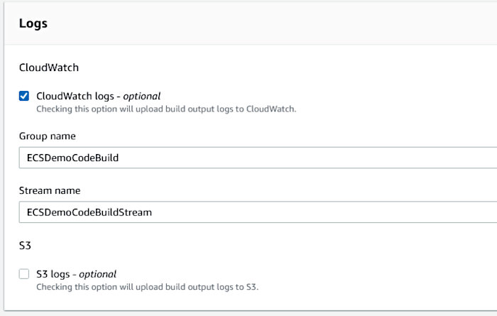 Using CodePipeline again with Elastic Container Service - Build Project Wizard