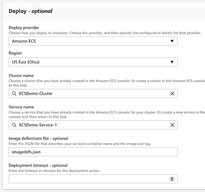 Using CodePipeline again with Elastic Container Service - CodePipeline Wizard