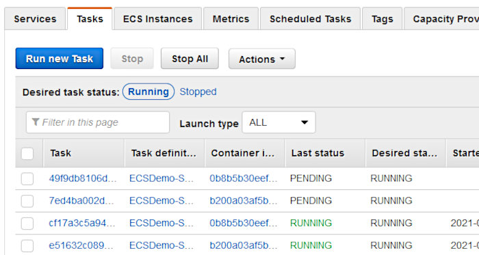 Using CodePipeline again with Elastic Container Service - ECS Tasks